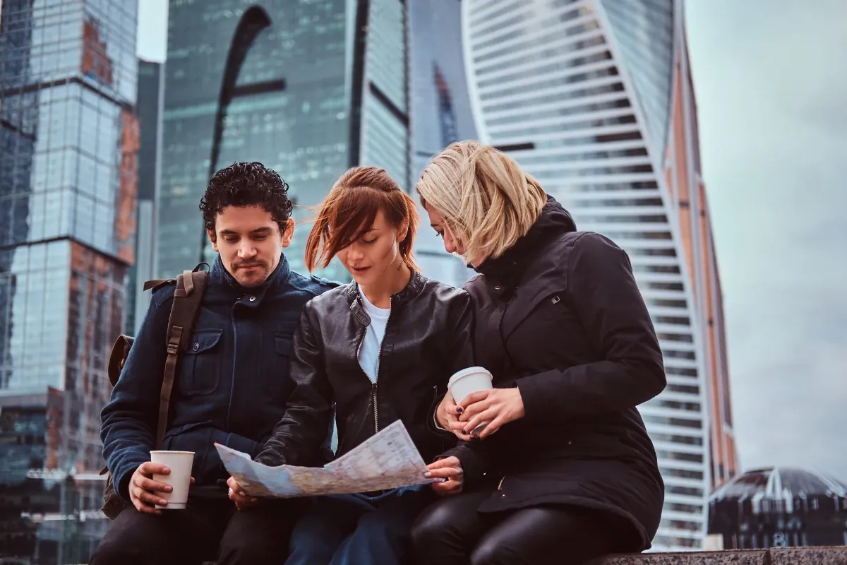 Marketing team planning an international campaign together